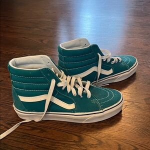 Vans Womens High-Top Sneakers - Turquoise and White